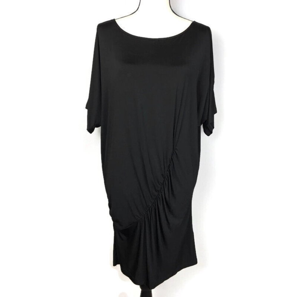 Alice + Olivia Black Stretch Mini Dress Tunic Cold Shoulder Womens L C909902314